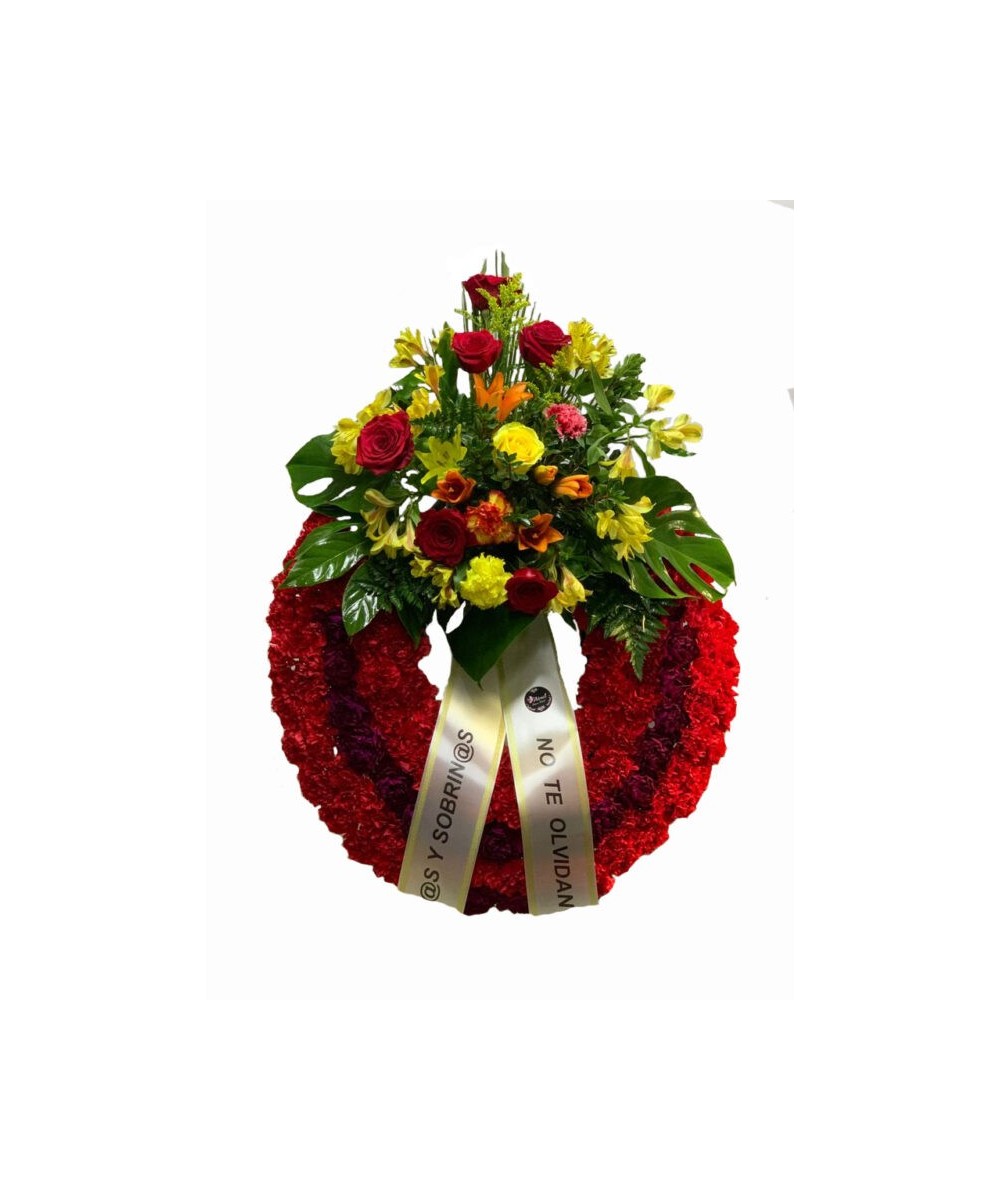 Corona de flores funeraria en Miajadas