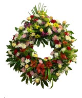 Corona multicolor funeraria en Miajadas