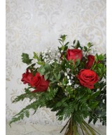 Ramo de 6 Rosas Naturales con Verdes | Miajadas Cáceres
