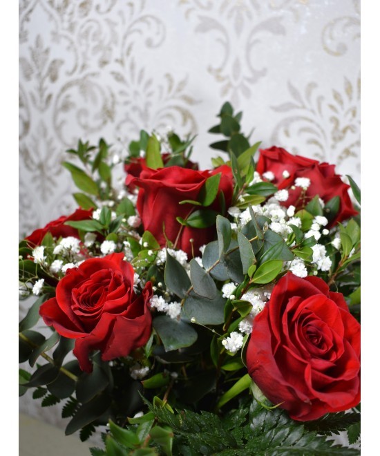 Ramo de 6 Rosas Naturales con Verdes | Miajadas Cáceres