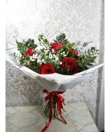 Ramo de 6 Rosas Naturales con Verdes | Miajadas Cáceres