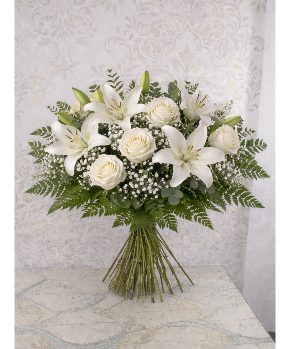 Ramo de Rosas y Lilium Blancos | Miajadas Cáceres