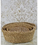 Cesta redonda de fibra natural | Cubremacetas decorativo con asas