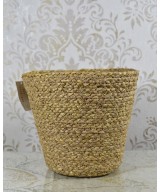 Macetero de fibra natural trenzada | Cubremacetas cónico decorativo