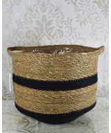 Set de cestas de fibra natural con franjas decorativas | Cubremacetas y decoración