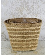 Cesta cuadrada de fibra natural | Cubremacetas decorativo artesanal