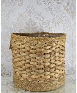 Cesta de fibra natural trenzada | Cubremacetas decorativo artesanal